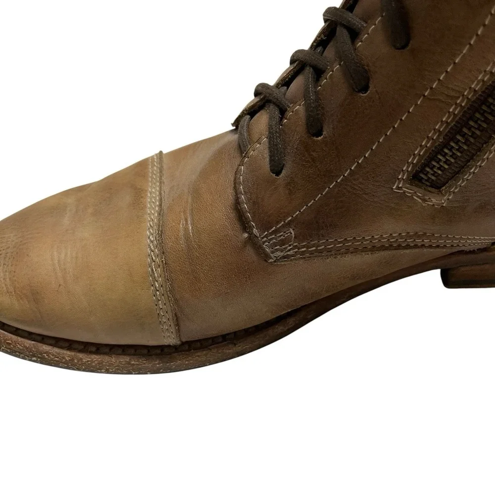 Bed Stu Boots Bonnie Lace Up Combat Ankle Brown‎ Distress Leather Size 8.5 Boho